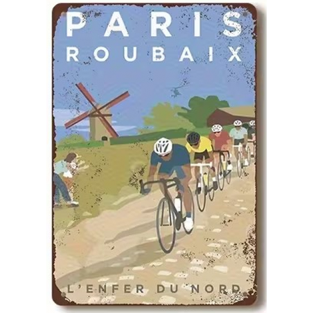Plaque Murale Métal "PARIS - ROUBAIX" Modèle 3  Art Déco Vintage