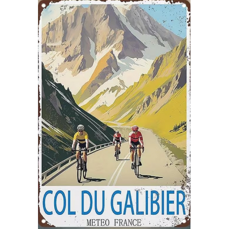 Plaque Murale Métal "COL DU GALIBIER" Art Déco Vintage