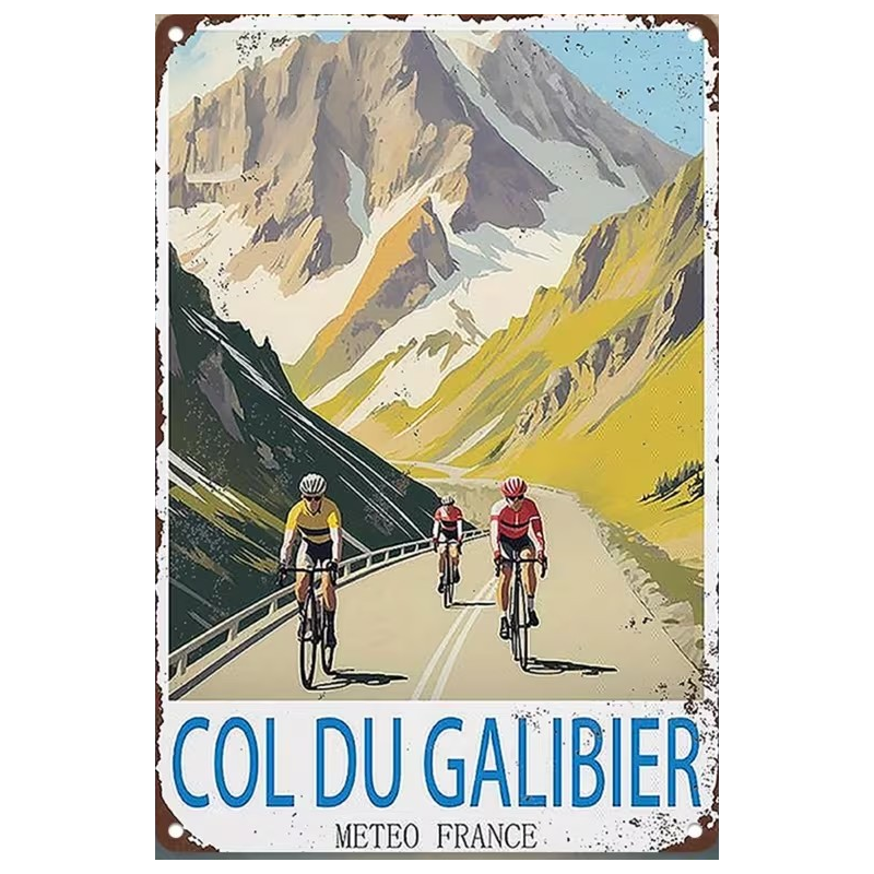Plaque Murale Métal "COL DU GALIBIER" Art Déco Vintage