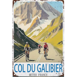 Plaque Murale Métal "COL DU GALIBIER" Art Déco Vintage