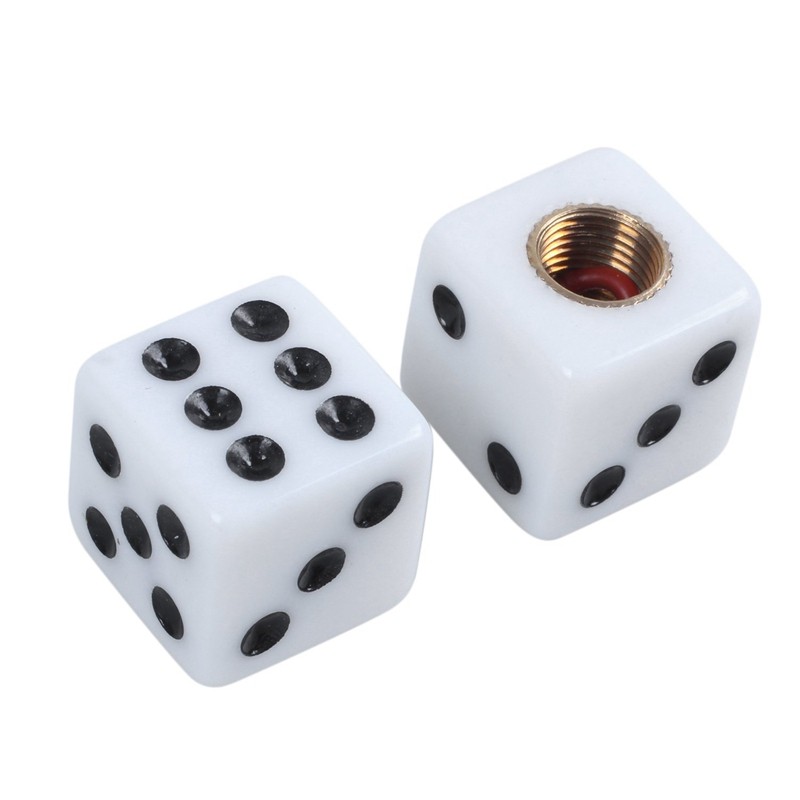 Bouchon de valve Dé Blanc (La paire - lot de 2)