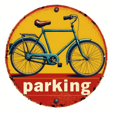 Plaque Murale Métal Ronde "PARKING" Art Déco Vintage