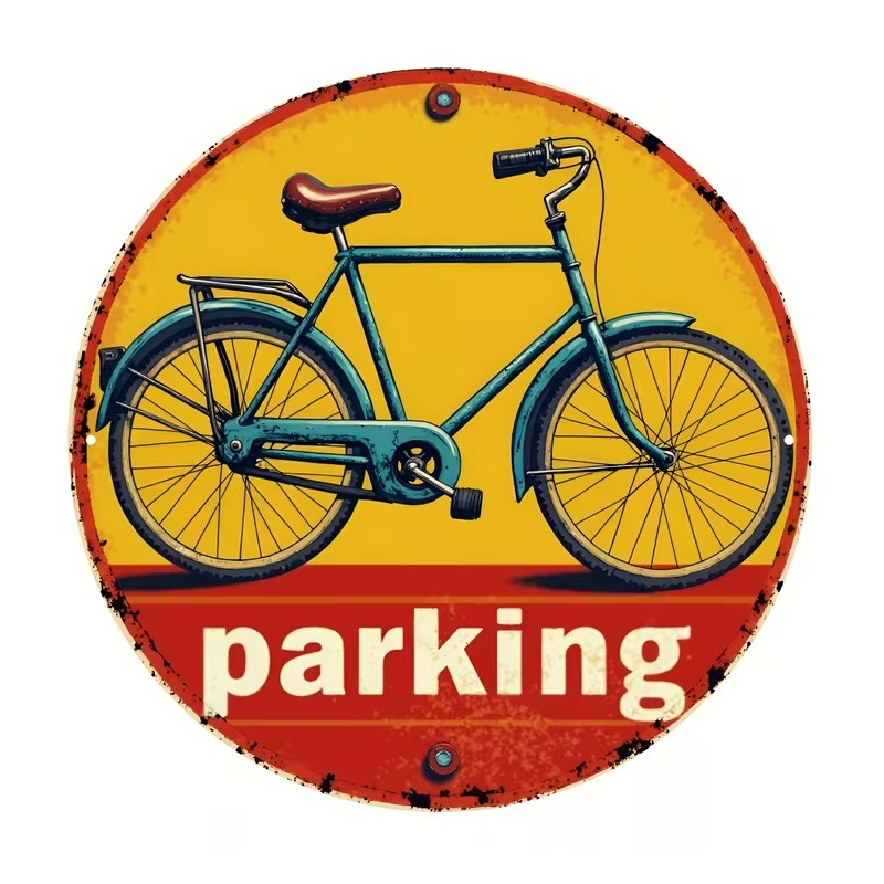 Plaque Murale Métal Ronde "PARKING" Art Déco Vintage
