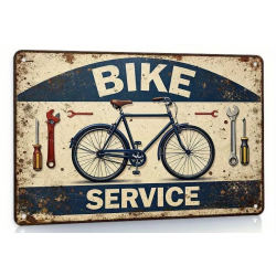 Plaque Murale Métal "BIKE SERVICE" Art Déco Vintage