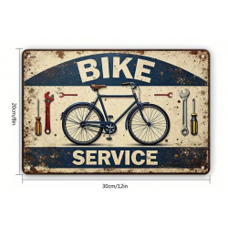 Plaque Murale Métal "BIKE SERVICE" Art Déco Vintage