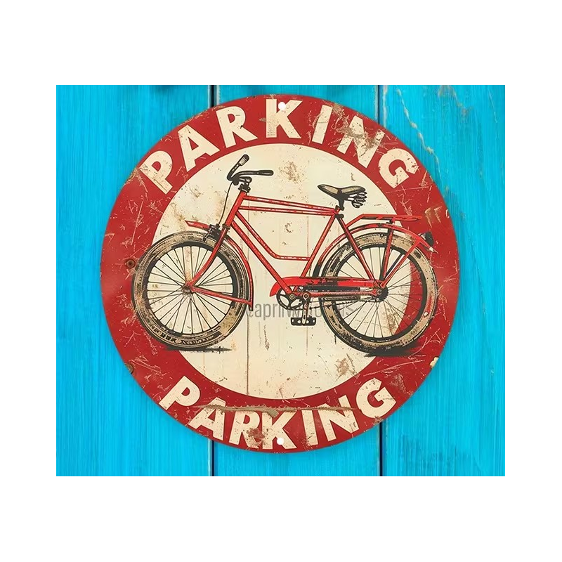 Plaque Murale Métal Ronde "PARKING" Art Déco Vintage