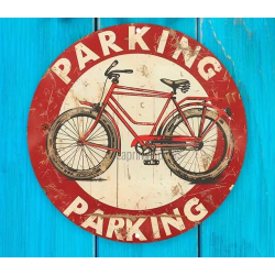 Plaque Murale Métal Ronde "PARKING" Art Déco Vintage