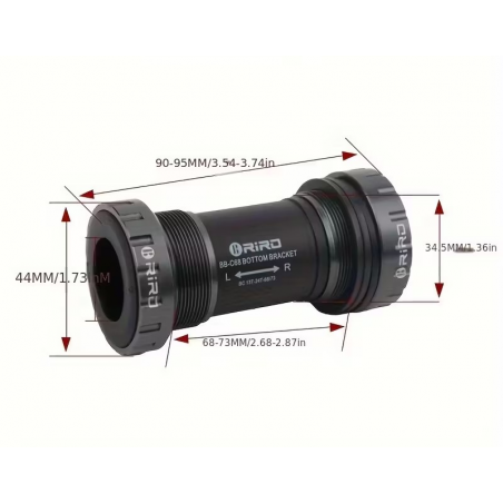 Boitier de pédalier Cuvettes Externes RIRO 68/73 mm - BSA 24mm Noir