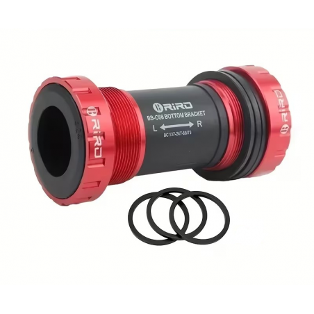 Boitier de pédalier Cuvettes Externes RIRO 68/73 mm - BSA 24mm Rouge