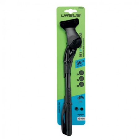Béquille latérale réglable vélo 24-28 pouces URSUS alu noir renforcée E Bike / VAE ( Fix 2 Vis 40mm )