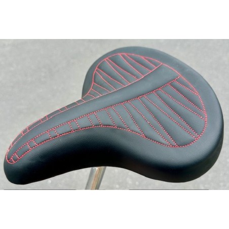Selle Vélo Cruiser Alfa Italy Noir Surpiqures Rouge