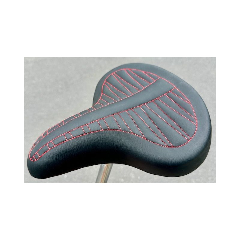 Selle Vélo Cruiser Alfa Italy Noir Surpiqures Rouge