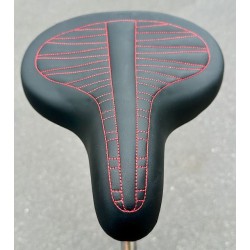 Selle Vélo Cruiser Alfa Italy Noir Surpiqures Rouge