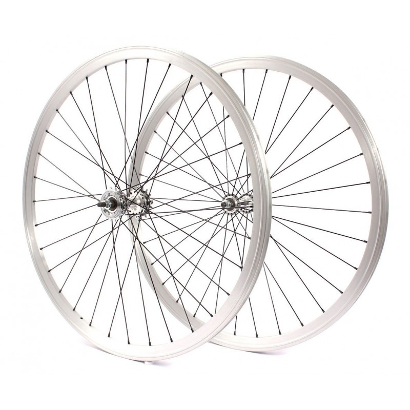 Paire de roue Chrome Vélo Fixie Pignon Fixe Singlespeed KHE Double Parois 28" 700c