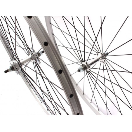 Paire de roue Chrome Vélo Fixie Pignon Fixe Singlespeed KHE Double Parois 28" 700c
