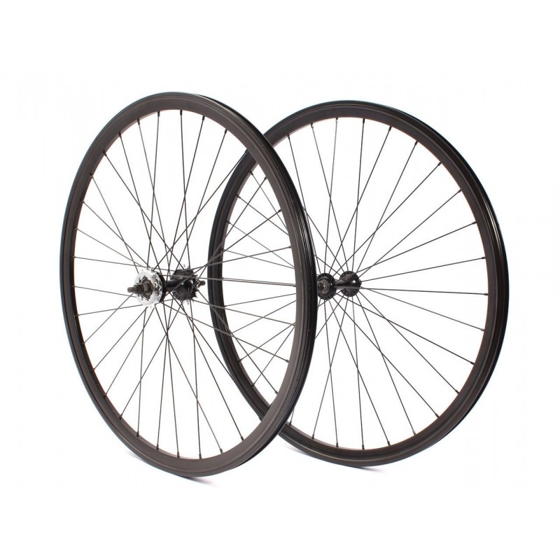 Paire de roue Noir Vélo Fixie Pignon Fixe Singlespeed KHE Double Parois 28" 700c