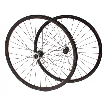 Paire de roue Noir Vélo Fixie Pignon Fixe Singlespeed KHE Double Parois 28" 700c