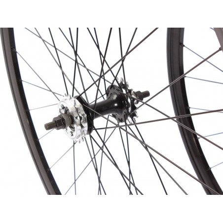 Paire de roue Noir Vélo Fixie Pignon Fixe Singlespeed KHE Double Parois 28" 700c