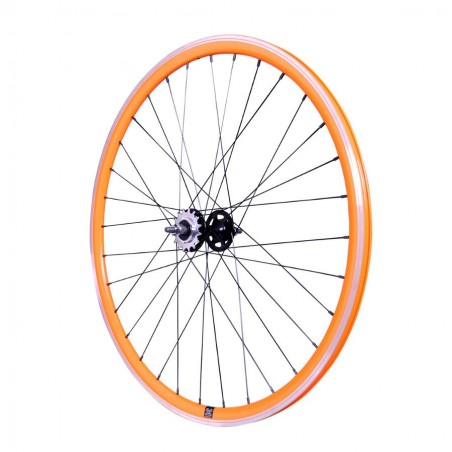 Roue Arrière Orange Vélo Fixie Pignon Fixe Singlespeed Double Paroi 28" 700c