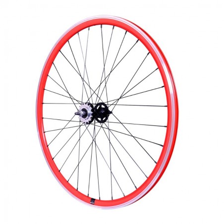 Roue Arrière Rouge Vélo Fixie Pignon Fixe Singlespeed Double Paroi 28" 700c