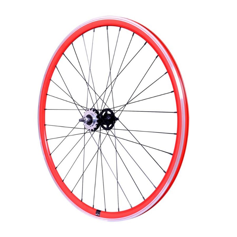 Roue Arrière Rouge Vélo Fixie Pignon Fixe Singlespeed Double Paroi 28" 700c