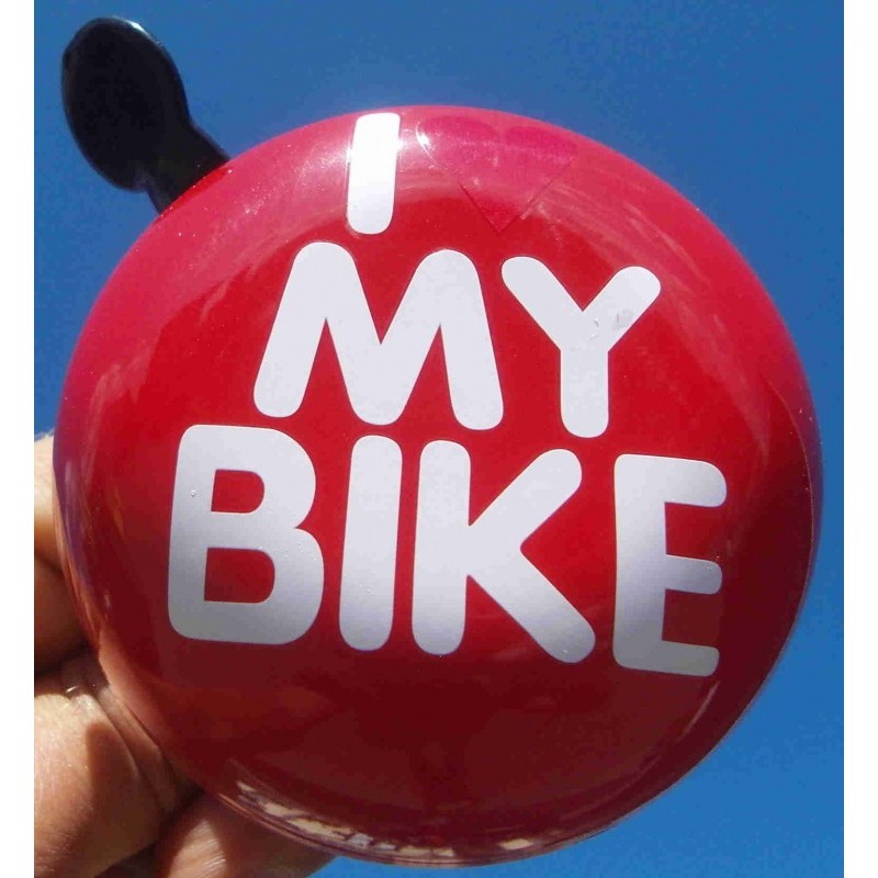 Sonnette De Vélo Ding-Dong "I Love My Bike" Rouge - Diamètre 80mm - Neuf, Sans Marque