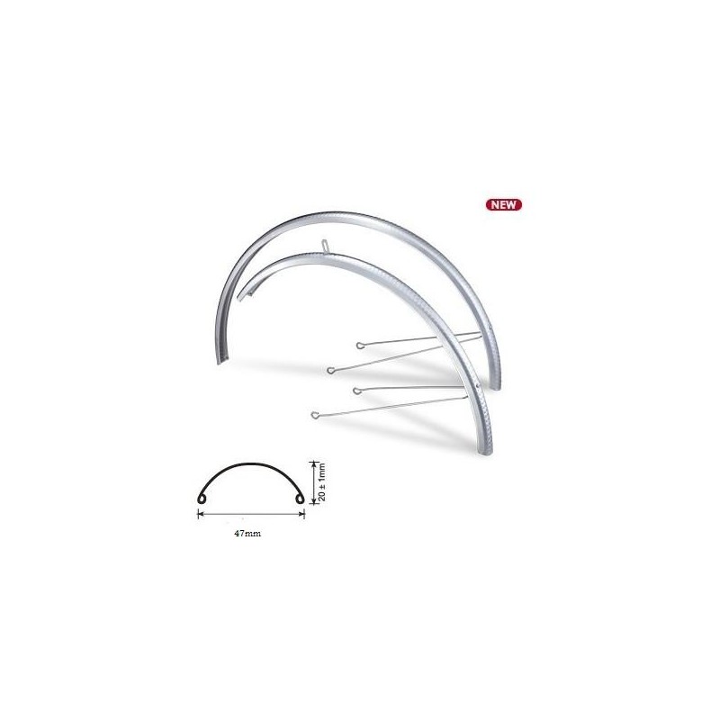 Garde-boue Classique Noir Pour Vélo Ville Roue 28" - Paire Complète Avant/arrière 57mm, Acier, Neuf