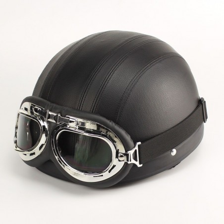 Casque Bol Type Vintage Noir