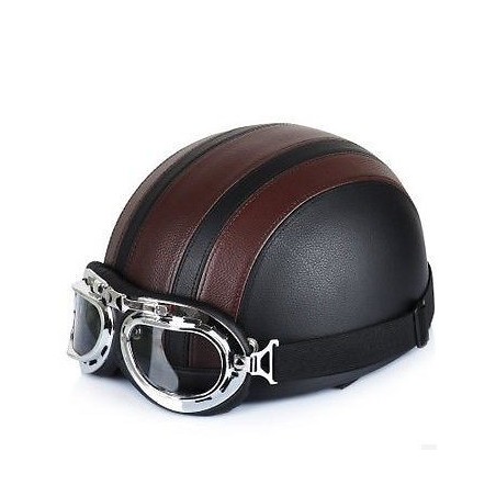 Casque Bol Type Vintage Noir / Marron