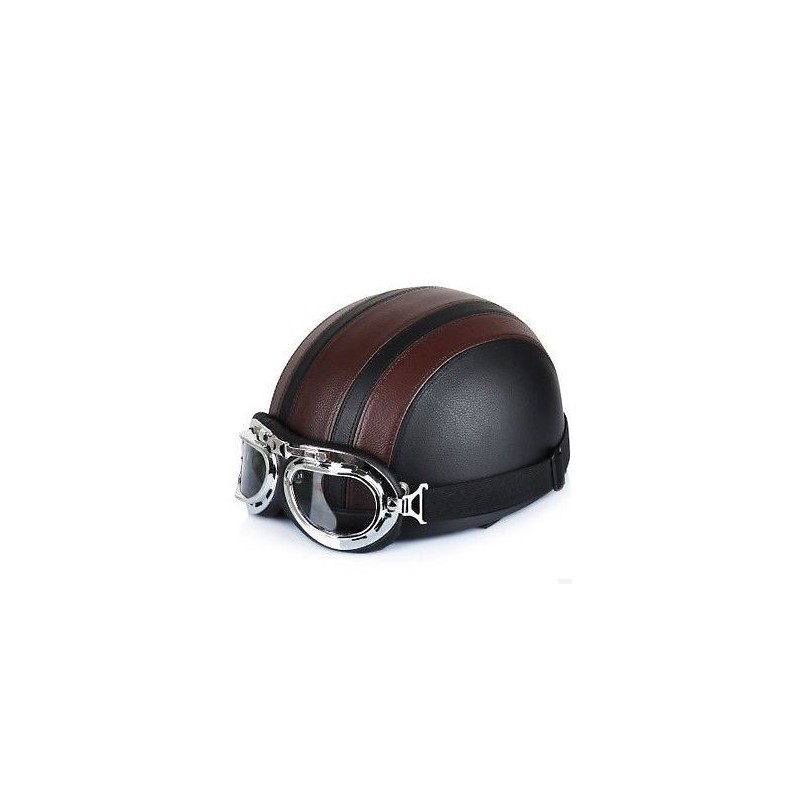 Casque Bol Type Vintage Noir / Marron