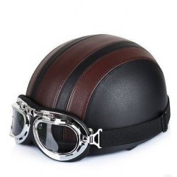 Casque Bol Type Vintage Noir / Marron