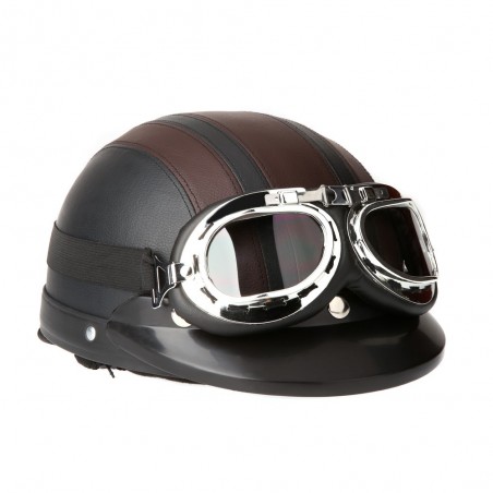 Casque Bol Type Vintage Noir / Marron