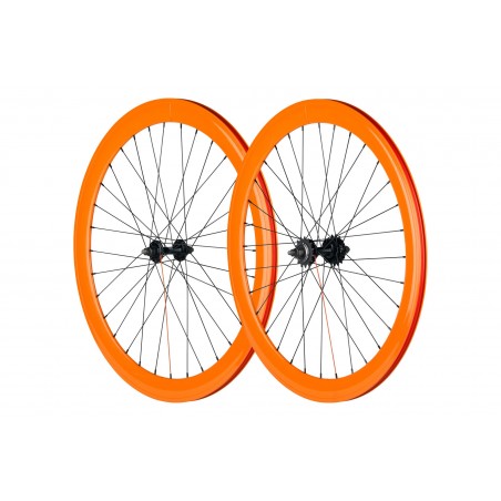 Paire de roue Orange Vélo Fixie Pignon Fixe Singlespeed Pure Fix