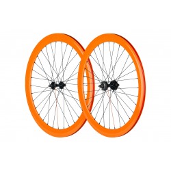 Paire de roue Orange Vélo Fixie Pignon Fixe Singlespeed Pure Fix