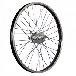 Roue Arrière Aluminium 20" 36 Rayons Rétropédalage Noir / Argent