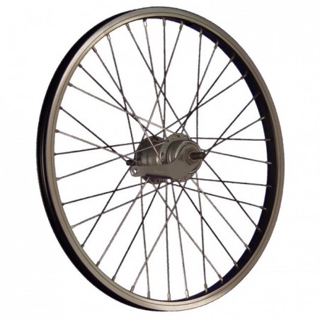 Roue Arrière Aluminium 20" 36 Rayons Rétropédalage 3 Vitesses Noir / Argent