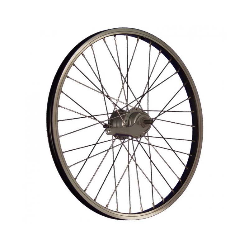 Roue Arrière Aluminium 20" 36 Rayons Rétropédalage 3 Vitesses Noir / Argent