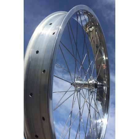 Roue Avant 24" 82mm Alu Poli Chrome Disque