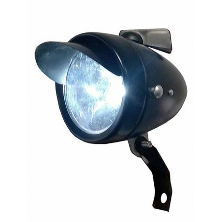 Phare Avant Vélo type moto LED Old Bates 15cm Noir Brillant