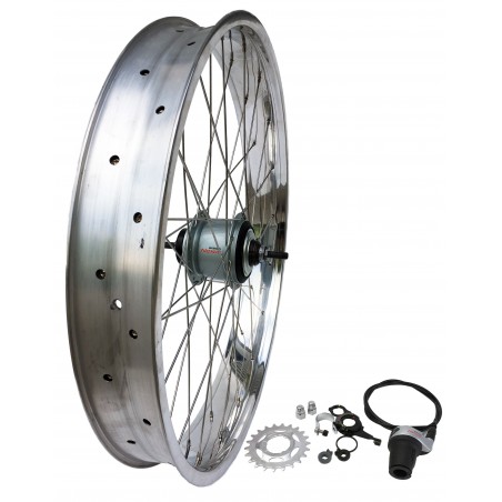 Roue Arrière 24" 82mm Alu Poli Chrome 8 vitesses