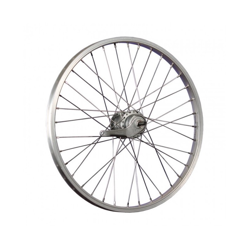 Roue Arrière Aluminium 20" 36 Rayons Rétropédalage 3 Vitesses Argent