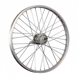 Roue Arrière Aluminium 20" 36 Rayons Rétropédalage 3 Vitesses Argent