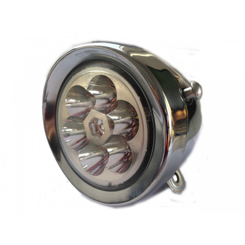 Phare Avant 6 LED Métal Chrome