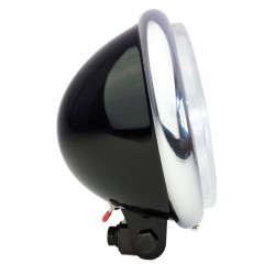 Phare Avant Vélo type moto LED Old Bates 15cm Noir Brillant