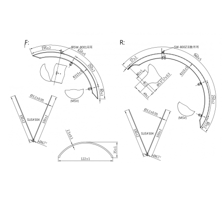 Garde-Boue Fat Bike 20" Noir Mat 124mm