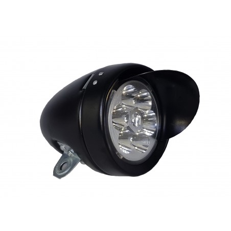 Phare Avant 6 LED Métal Noir Avec Visière