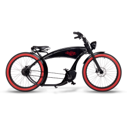 Vélo Chopper électrique The Ruffian Noir Rouge