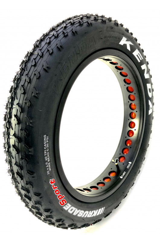 Pneu velo fatbike 20 pouces Kenda Krusade 20 x 4.0 Noir