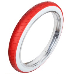 Pneu Semi-Slick 26 x 3.00 Rouge Flanc Blanc 75-559